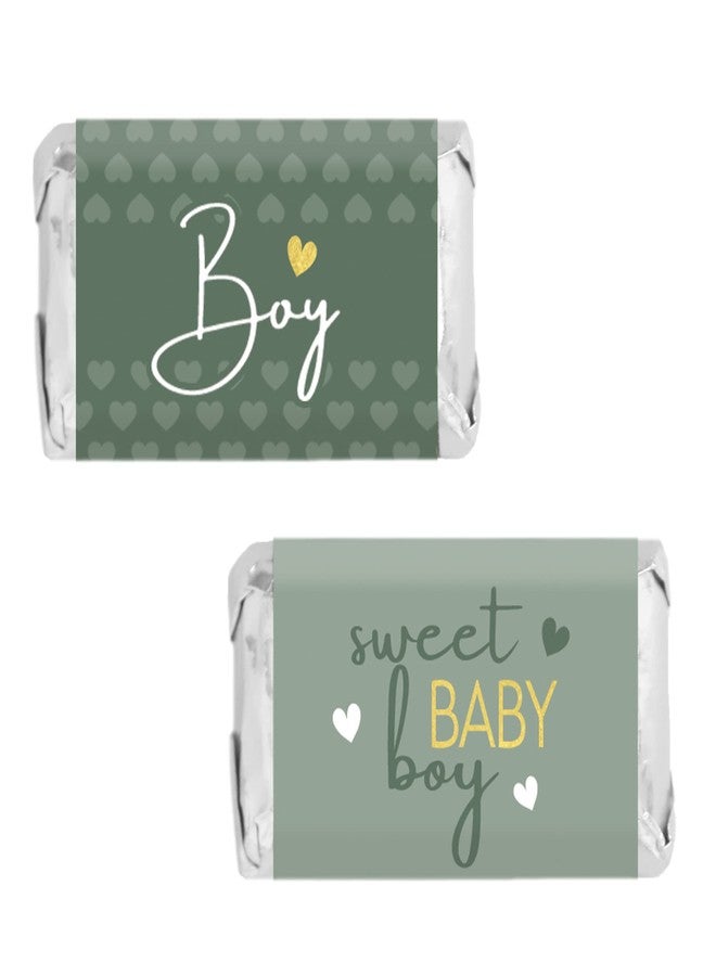 DISTINCTIVS Green It's a Boy Baby Shower Wrappers for Mini Chocolate Bars, Sweet Baby Boy Party Favor Candy Labels - 42 Count - Image 1