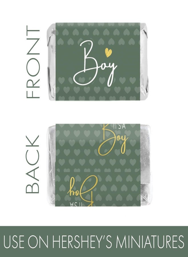 DISTINCTIVS Green It's a Boy Baby Shower Wrappers for Mini Chocolate Bars, Sweet Baby Boy Party Favor Candy Labels - 42 Count - Image 3
