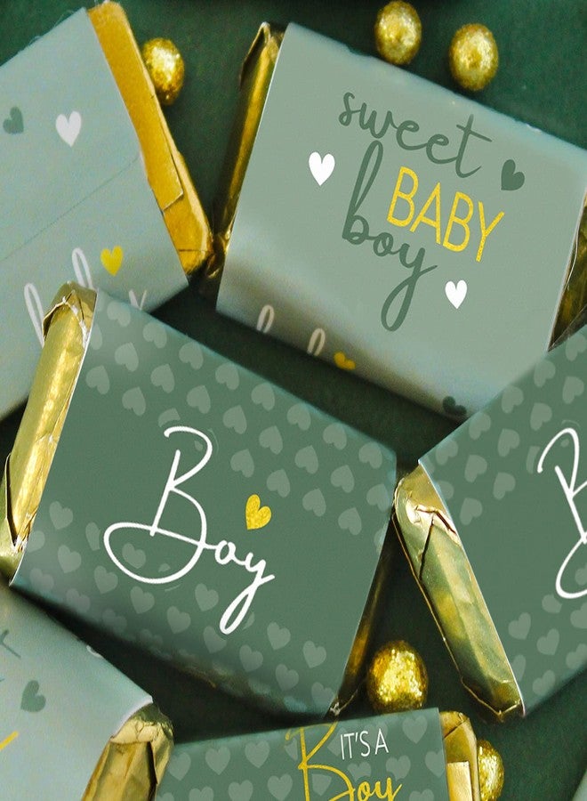 DISTINCTIVS Green It's a Boy Baby Shower Wrappers for Mini Chocolate Bars, Sweet Baby Boy Party Favor Candy Labels - 42 Count - Image 2