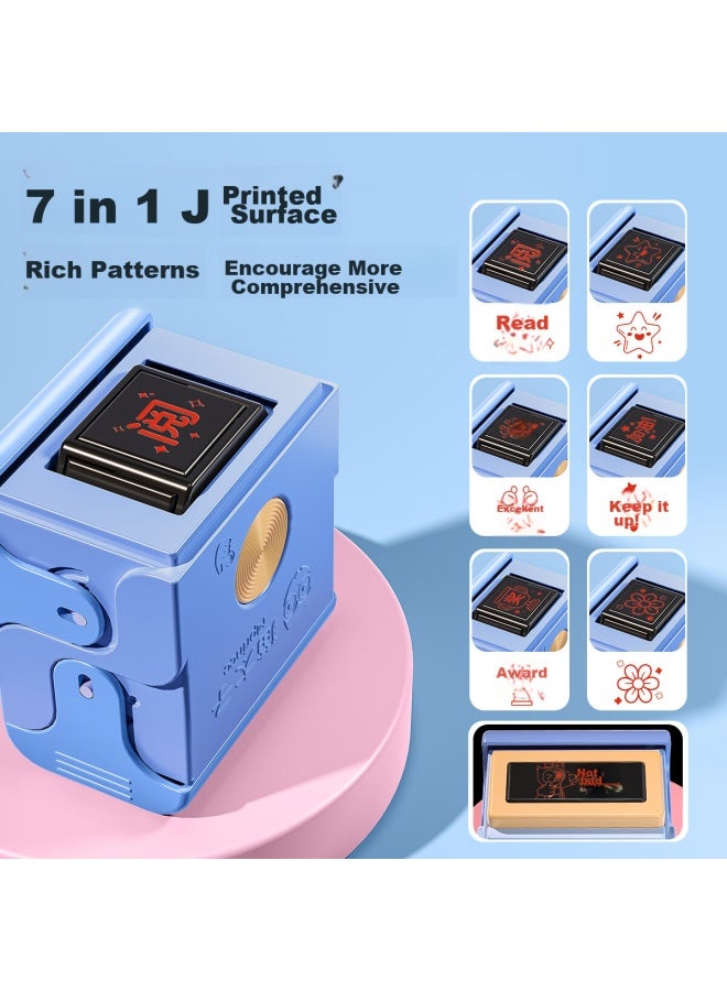 Cat Prince Maotaizi Children's Reward Stamp, Fully Automatic Rotating Award Seal, 7-in Teacher's Homework Correction Stamp, Encouragement For Primary School Students, Praise And Commendation For Kids, Little Red Flower Teacher Stamp, Pink - Image 2