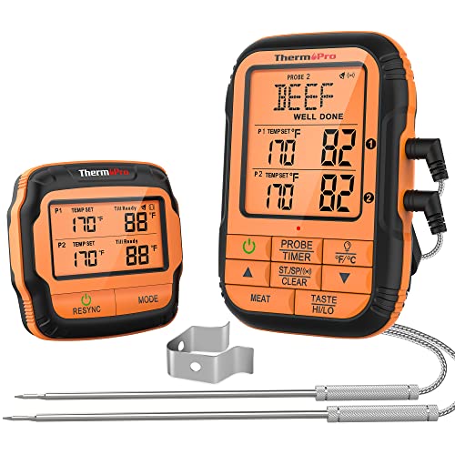 ThermoPro Meat Thermometer Wireless TP28 with Dual BBQ Probe, Grill Thermometer for Outside Grill, Meat Thermometer for Smoker Oven Grill, Digital Food Thermometer for Beef Turkey Lamb - Image 1