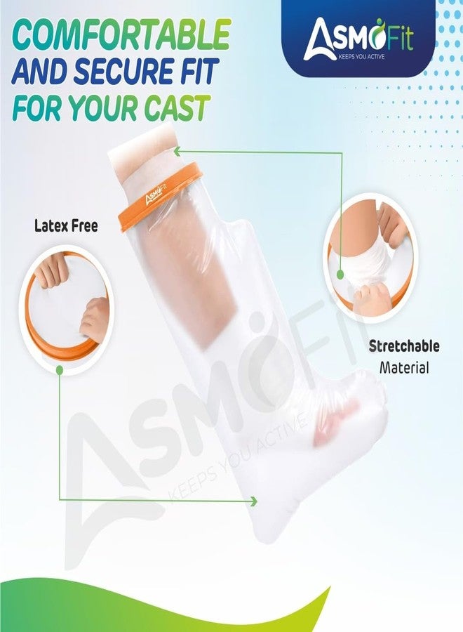 Asmofit غطاء جبيرة الساق المقاوم للماء من أسموفيت للاستحمام والسباحة | واقي جبيرة قابل لإعادة الاستخدام للكسور والحروق | حماية مانعة للتسرب للجبائر والضمادات والضمادات الجراحية والجروح والإصابات - Image 2
