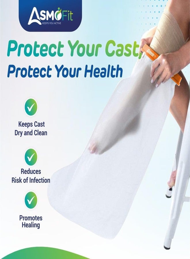 Asmofit غطاء جبيرة الساق المقاوم للماء من أسموفيت للاستحمام والسباحة | واقي جبيرة قابل لإعادة الاستخدام للكسور والحروق | حماية مانعة للتسرب للجبائر والضمادات والضمادات الجراحية والجروح والإصابات - Image 4
