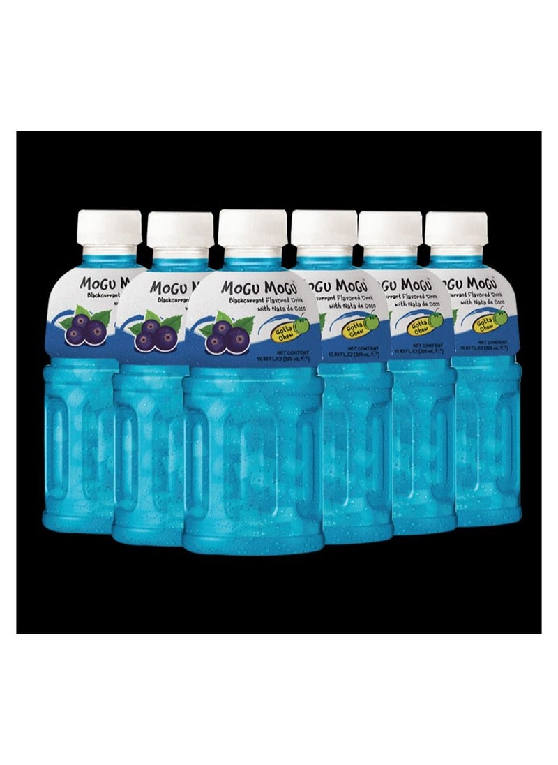 Mogu Mogu - Pack of 6 Blackcurrant Juice 320ml  - with Real Fruit Nata De Coco Chunks - Image 1