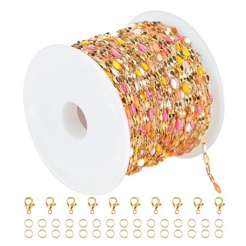 UMAOKANG 5 Meters Stainless Steel Chain for Jewelry Making Multicolored Craft Chain Gold Plated Chain for Women Necklace Bracelet DIY Jewelry Supplies - Image 1