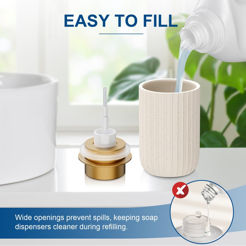 Dlirho Ceramic Foaming Soap Dispenser, 12 oz Bathroom Foam Hand Soap Dispenser, Refillable Lotion Soap Dispenser with Removable Pump for Kitchen Hand Wash Dispenser, Modern Home Decor (Speckled Beige) - Image 2