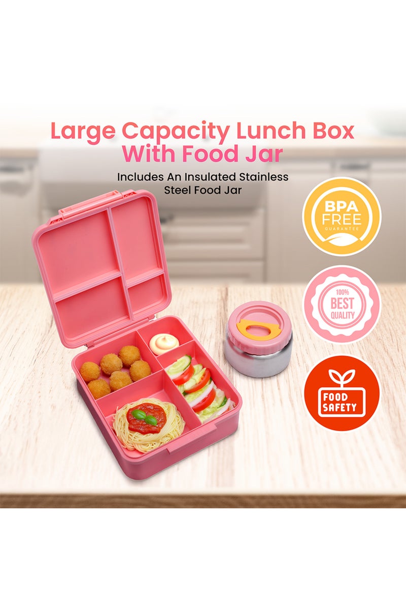 Bamboo Bark childrens kids large school lunch box, bento, snack box with compartments for kids, food jar included - Image 2