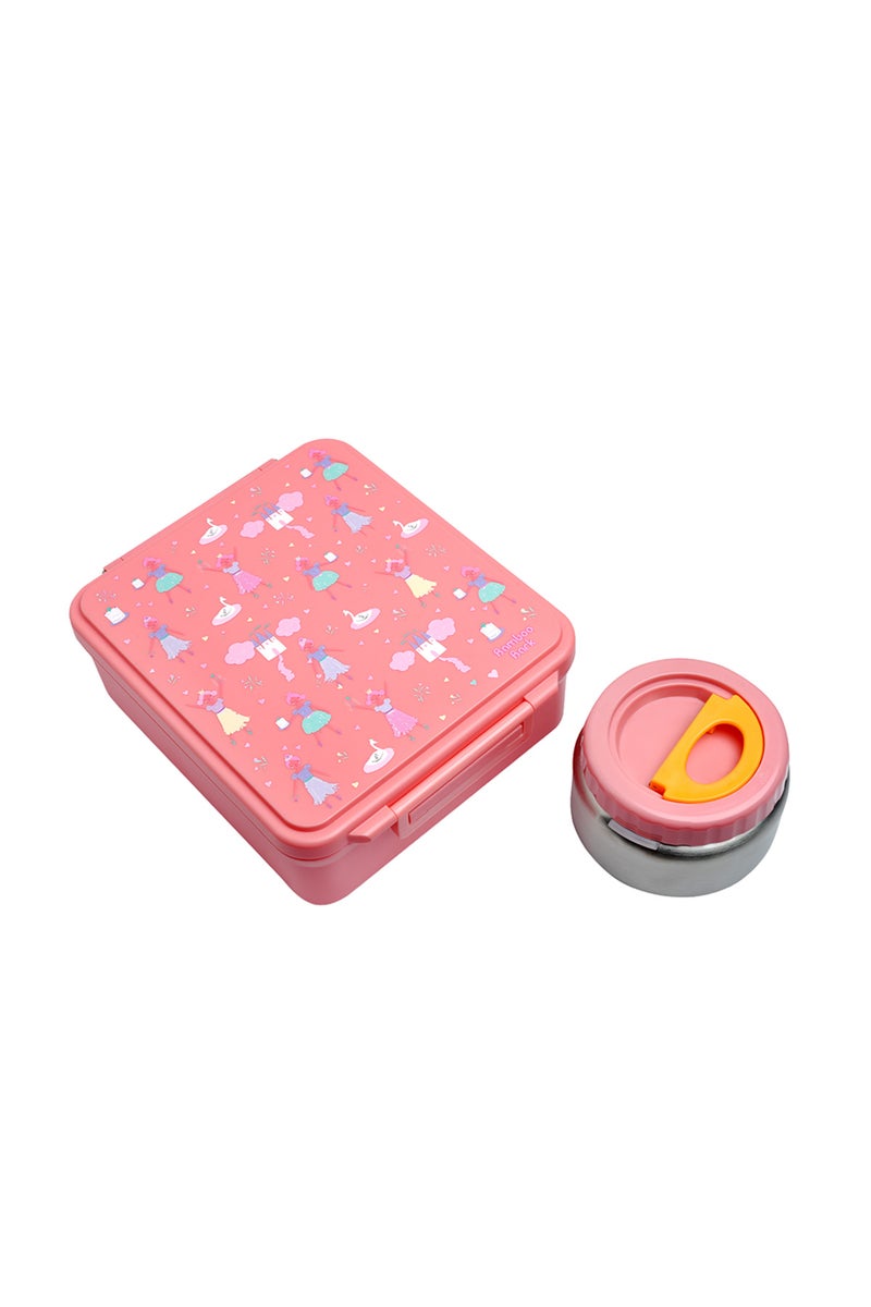 Bamboo Bark childrens kids large school lunch box, bento, snack box with compartments for kids, food jar included - Image 1