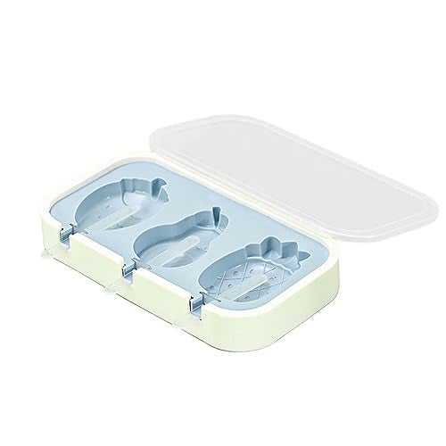 TLISMI Cute Fruit Theme Non-Stick Silicone Ice Cream Molds with 6 Reusable Sticks, BPA Free, Easy Release, DIY Cartoon Shapes Kulfi, Popsicle Moulds Ice Cream Pop Maker for Kids & Adults Multicolor - Image 1