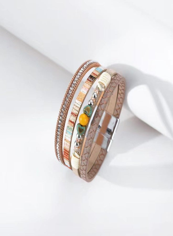 KunBead Multilayer Leather Wrap Bracelet for Women Handmade Boho Braided Wristband Bracelets Cuff Bangle - Image 4