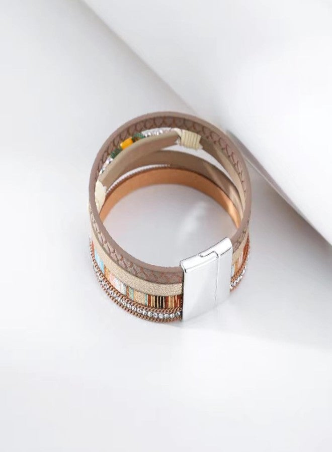 KunBead Multilayer Leather Wrap Bracelet for Women Handmade Boho Braided Wristband Bracelets Cuff Bangle - Image 5