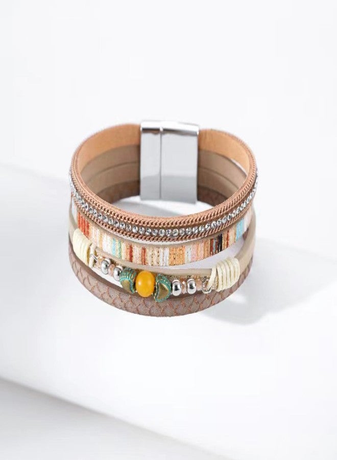 KunBead Multilayer Leather Wrap Bracelet for Women Handmade Boho Braided Wristband Bracelets Cuff Bangle - Image 2