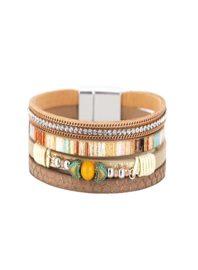 KunBead Multilayer Leather Wrap Bracelet for Women Handmade Boho Braided Wristband Bracelets Cuff Bangle - Image 1