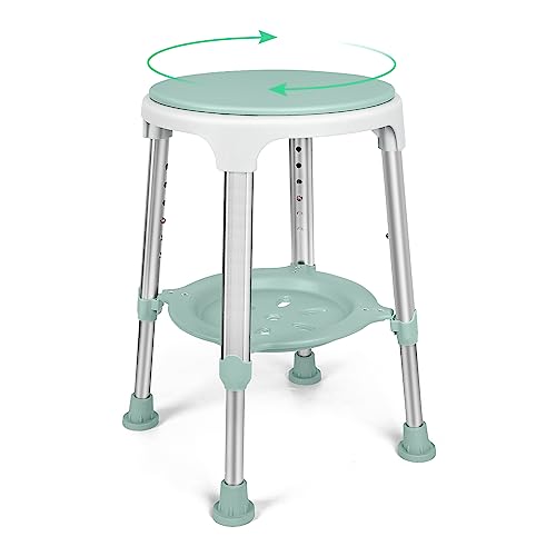 LEACHOI Shower Chair for Inside Shower FSAHSA Eligible Swivel Shower Stool 350lbs Adjustable Tub Chair and Bathroom Stool with Storage Tray for Seniors Elderly Bath Handicap Disabled