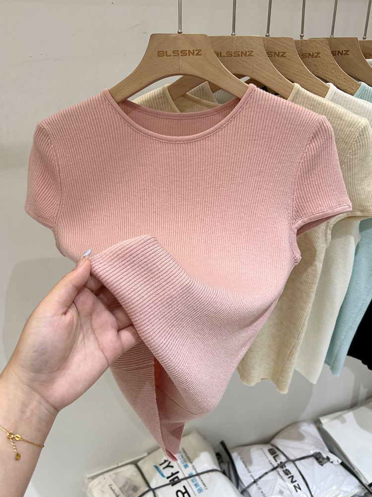 Selling T-Shirts Shoulder Short-Sleeved Sweater Women'S Summer Niche Short T-Shirt - Image 2