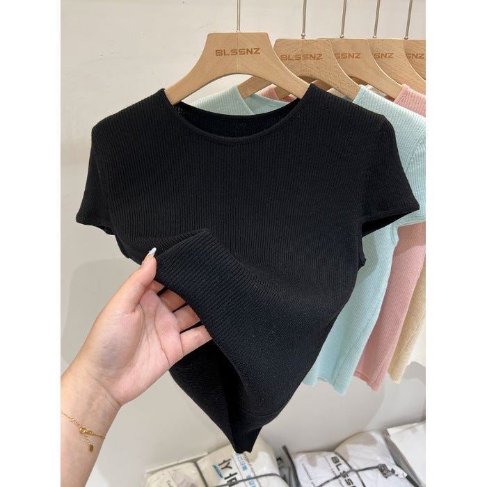 Selling T-Shirts Shoulder Short-Sleeved Sweater Women'S Summer Niche Short T-Shirt - Image 1