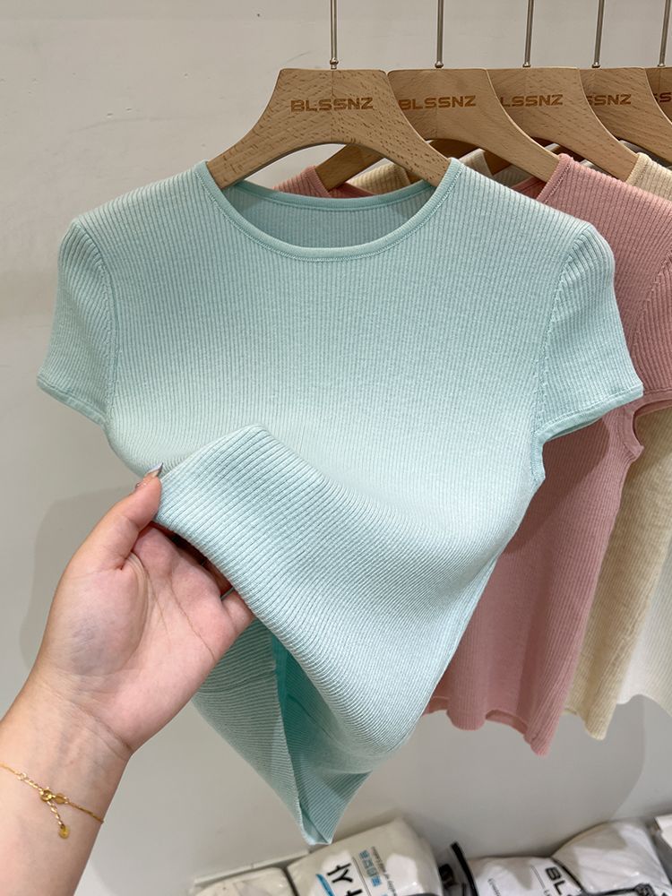Selling T-Shirts Shoulder Short-Sleeved Sweater Women'S Summer Niche Short T-Shirt - Image 3