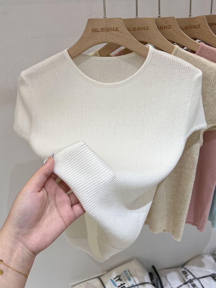 Selling T-Shirts Shoulder Short-Sleeved Sweater Women'S Summer Niche Short T-Shirt - Image 4
