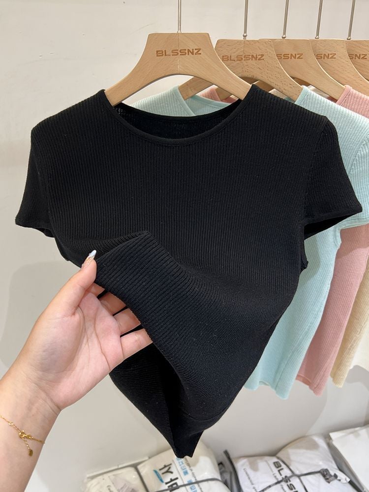 Selling T-Shirts Shoulder Short-Sleeved Sweater Women'S Summer Niche Short T-Shirt - Image 5