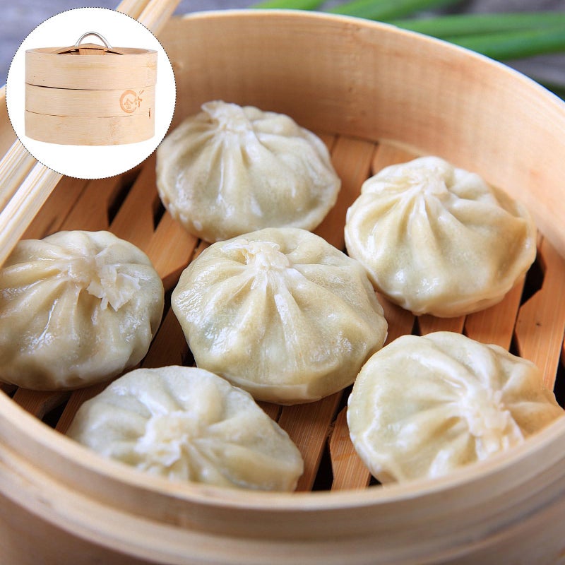 13cm Natural Bamboo Steamer Basket With Lid Reusable Kitchen Dim Sum Asian Cooking - Image 5