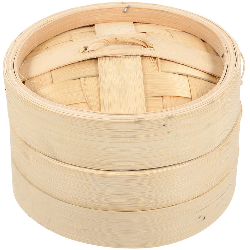 13cm Natural Bamboo Steamer Basket With Lid Reusable Kitchen Dim Sum Asian Cooking - Image 2