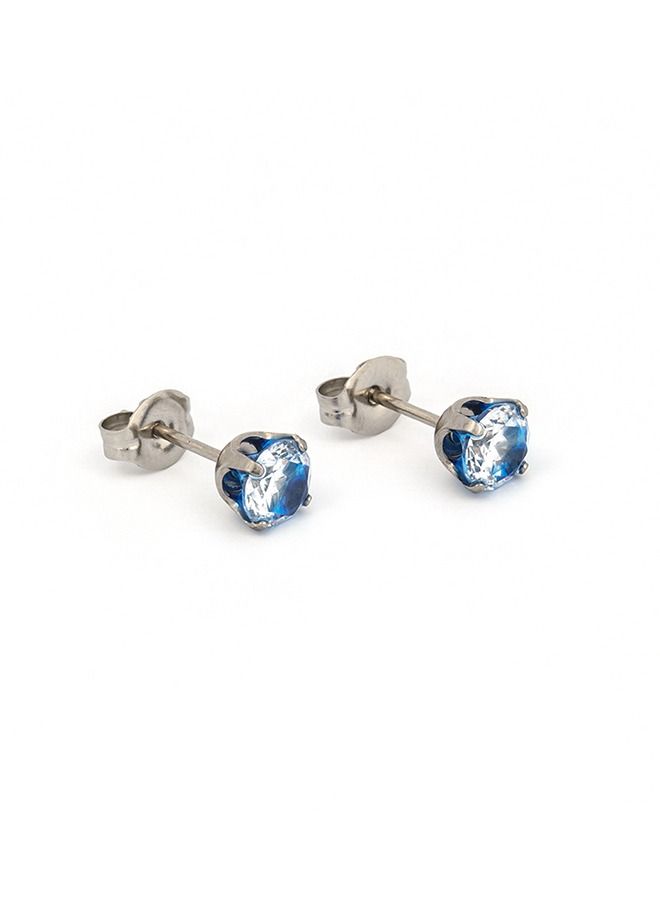Studex 5MM Cubic Zirconia Neon Blue Allergy-Free Stainless Steel Ear Studs - Image 2