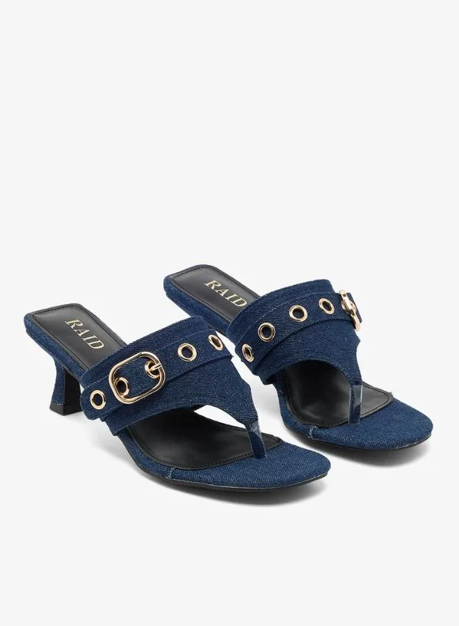 Raid blue denim Inkaa Denim Heeled Sandals for Women | Best Price UAE