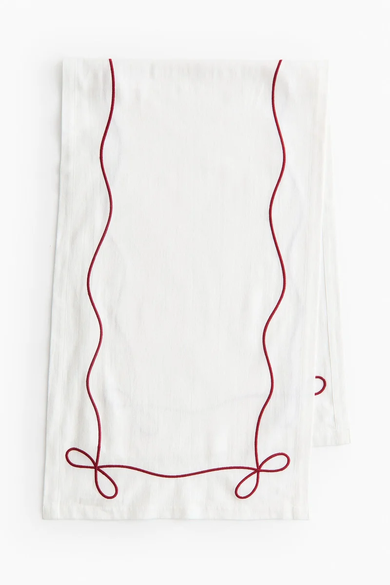 H&M Embroidered linen-blend runner