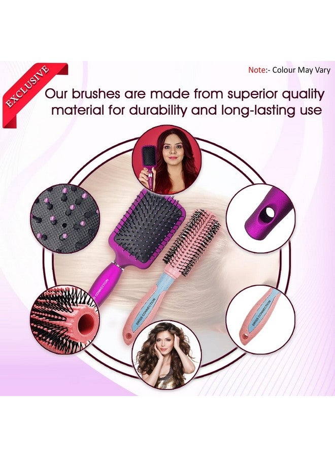 Swiss Connection Premium Paddle Detangling and Roller Hair Brushes, Professional Hair Brush Set for Women & Teen Girls, Gifts Set for All Types Hair Styling - 2Pcs - Image 5