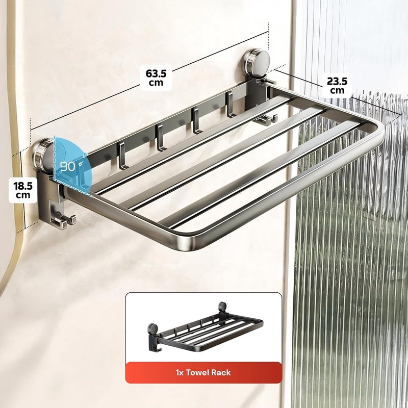 MIORAH Suction Cup Towel Holder in Bathroom| Heavy Duty No Drill Towel Hangers & Rack for Bathroom Accessories Set for Clothes(24Inch) - Image 2