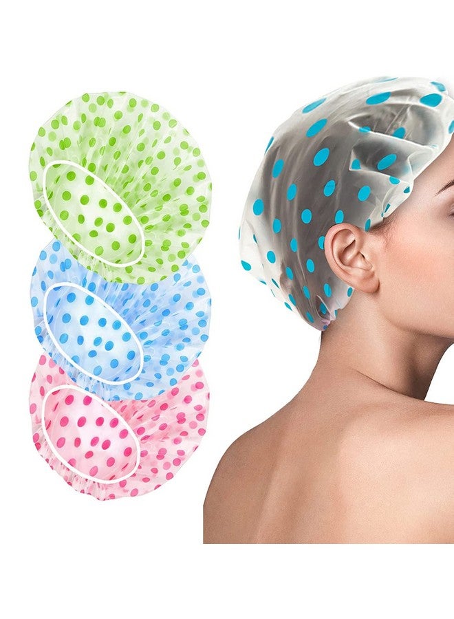 AONAT SINGARO 3 pcs Shower Caps for Women/Men Waterproof Shower Caps Reusable Shower Hats Elastic Bath Cap for Women Kids Girls, Travel Spa, Hotel and Hair Salon multi color, MULTI DESIGN. - Image 1