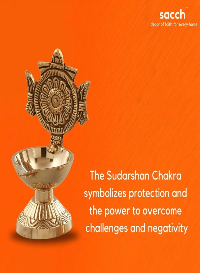 SACCH Brass Shanku Chakra Diya Set for Pooja, Good Luck & Prosperity – Traditional Gold Finish Shankh Chakra Deepam for Mandir, Wealth & Wealth Attraction – Set of 2 (430g, 11cm Height) - Image 5