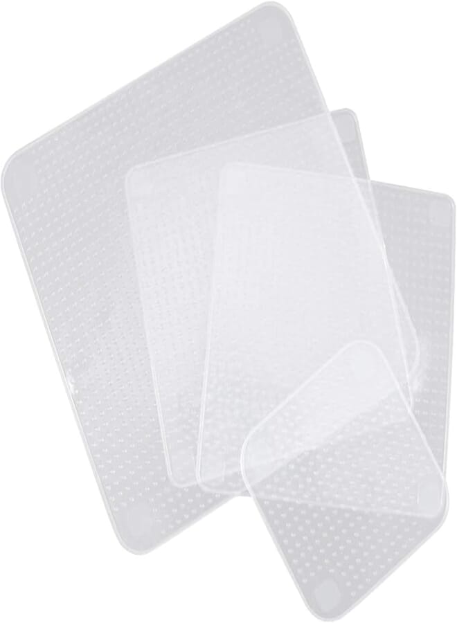 BESTonZON 4pcs Silicone Stretch Lids Reusable Silicone Square Food Bowl Covers Size S M L