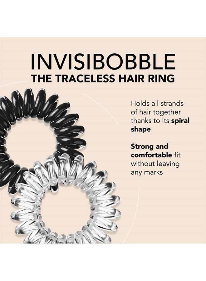 invisibobble Original Traceless Spiral Hair Ties - Pack of 8, Crystal Clear and True Black- Strong Elastic Grip Coil Accessories for Women - Non Soaking - Gentle for Girls Teens and Thick Hair - Image 2