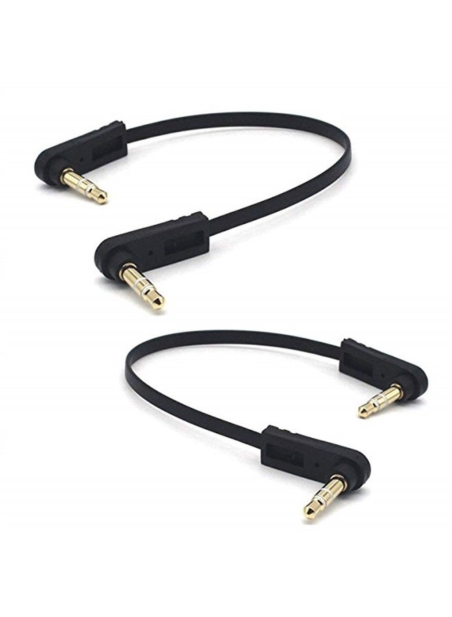 Kework 3.5mm Audio Cable, 2-Pack 15cm 1/8" 3.5mm TRS Male to TRS Male Stereo Jack Audio Cable AUX Cord for Headphone, Car Stereo, Home Stereo and More (Double Angle) - Image 1