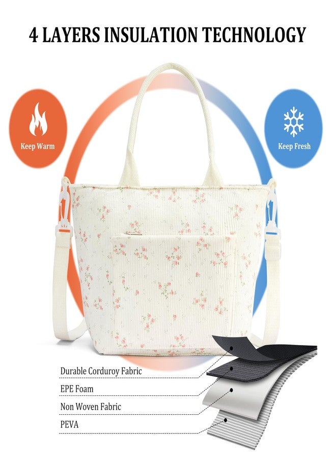 MEXS Lunch Bag for Women Adult Large Insulated Lunch Box Girl Cute Corduroy Lunch Tote Bags Reusable Leakproof Cooler Work Picnic - Image 3