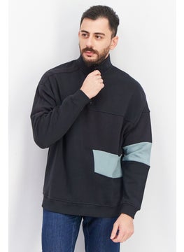 Men High Neck Textured Long Sleeve Sweatshirt, Convar