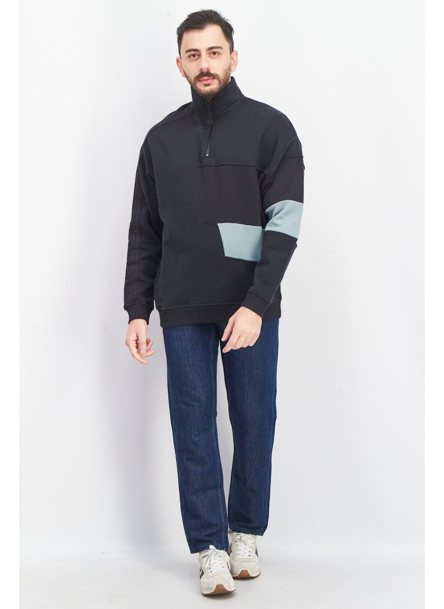 Asos Design - Men High Neck Textured Long Sleeve Sweatshirt, Convar - Image 1