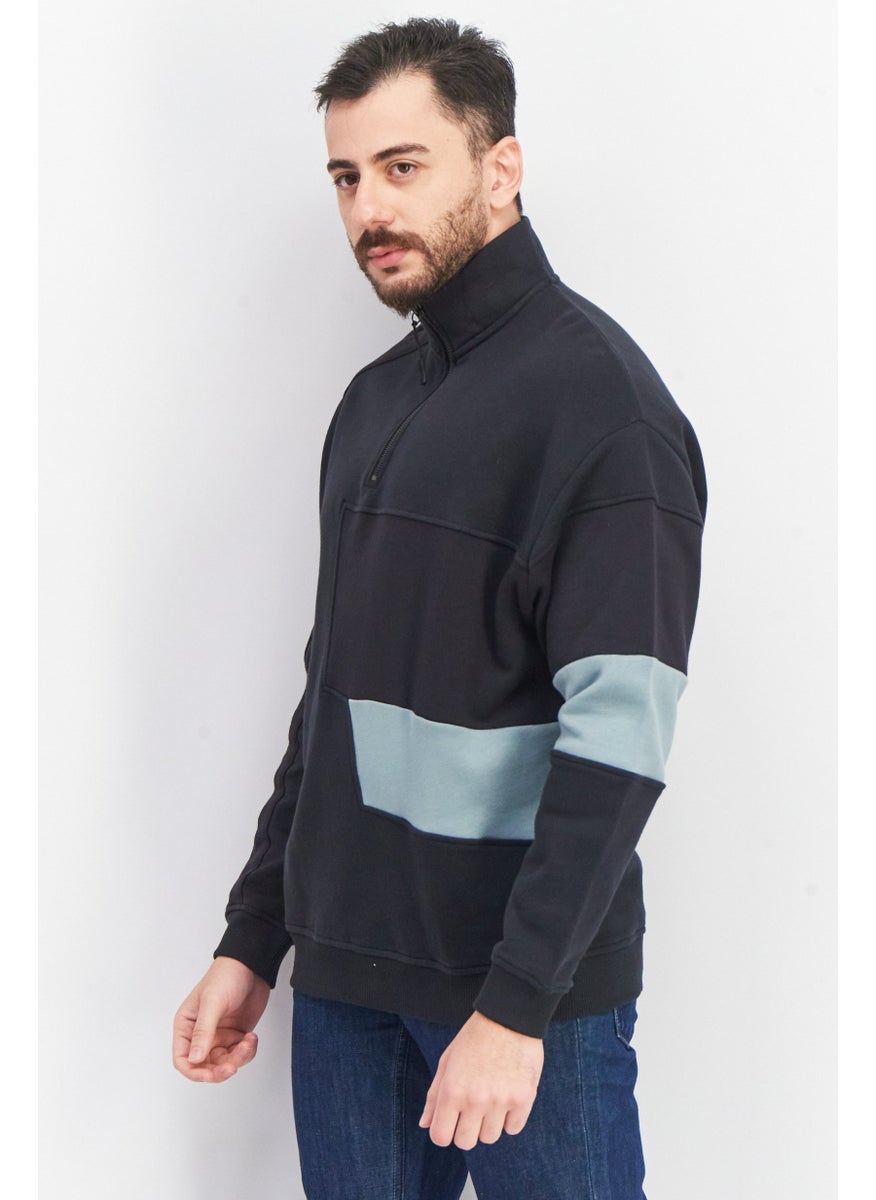 Asos Design - Men High Neck Textured Long Sleeve Sweatshirt, Convar - Image 1