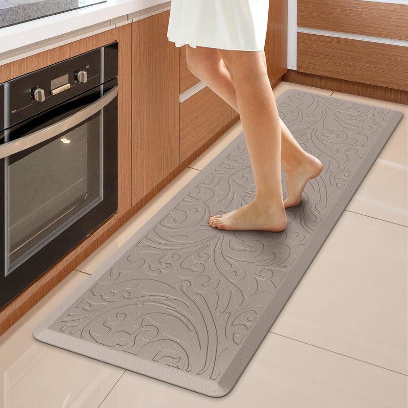 KMAT Kitchen Mat Cushioned Anti-Fatigue Waterproof Non-Slip Standing Mat Ergonomic Comfort Rug for Home,Office,Sink,Laundry,Desk 17.3" (W) x 60"(L),Khaki - Image 1
