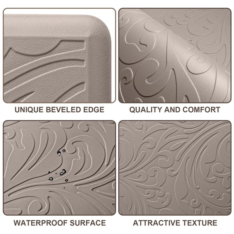 KMAT Kitchen Mat Cushioned Anti-Fatigue Waterproof Non-Slip Standing Mat Ergonomic Comfort Rug for Home,Office,Sink,Laundry,Desk 17.3" (W) x 60"(L),Khaki - Image 5