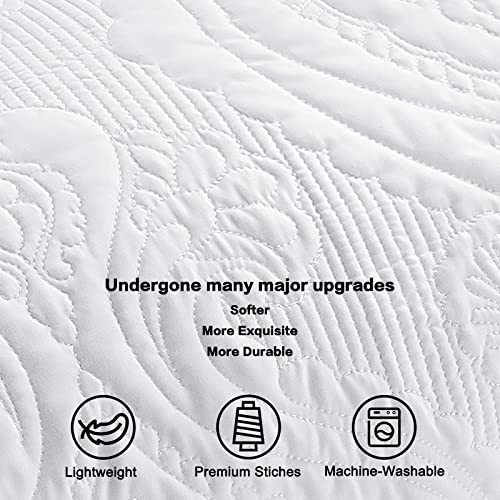 BOSOWOS Quilted Pillow Shams Set of 2, Decorative Microfiber Standard Bed Pillow Shams, Soft Pillow Covers with Envelope Closure (White, 2Pcs:20 x 26inch) - Image 3
