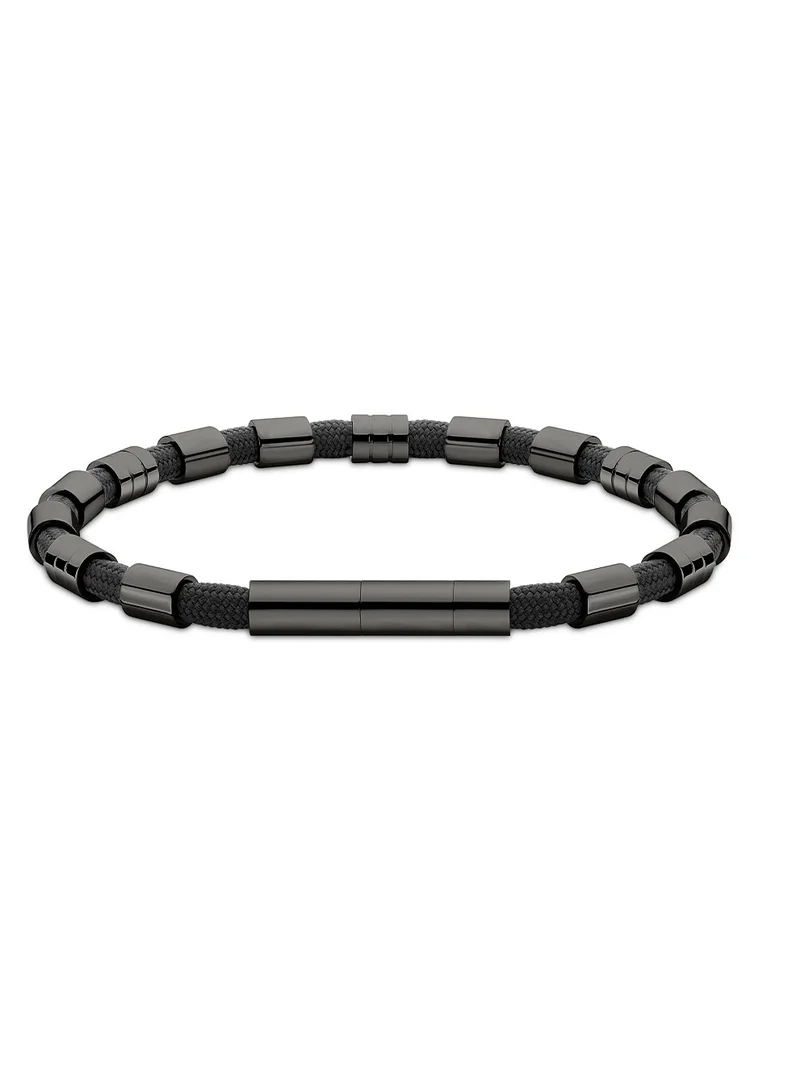 Gear Shiny Black Nylon Cord Bracelet for Men S