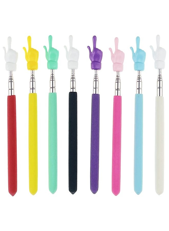Miokun 8 Pieces Telescopic Teacher Pointer Finger Pointer Stick for Teachers Coach Presenter, Extends to 21.7 Inches (8 Colors) - Image 1