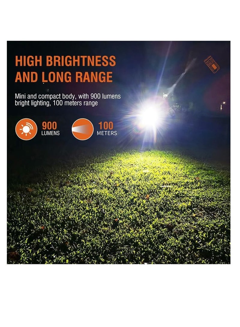 V3 مصغرة مصباح يدوي مصغرة قوية 900 عالية لومن مفتاح سلسلة مصباح يدوي ، سوبر مشرق جيب USB القابلة لإعادة الشحن التكتيكية الصمام مصباح يدوي ، مع ماء المغناطيسي ، ومناسبة للتخييم والمشي لمسافات طويلة - Image 3