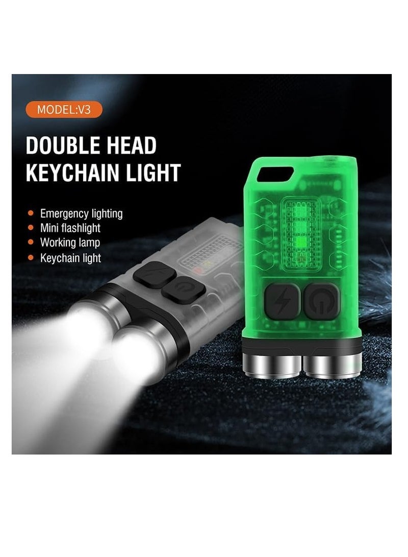 V3 مصغرة مصباح يدوي مصغرة قوية 900 عالية لومن مفتاح سلسلة مصباح يدوي ، سوبر مشرق جيب USB القابلة لإعادة الشحن التكتيكية الصمام مصباح يدوي ، مع ماء المغناطيسي ، ومناسبة للتخييم والمشي لمسافات طويلة - Image 2