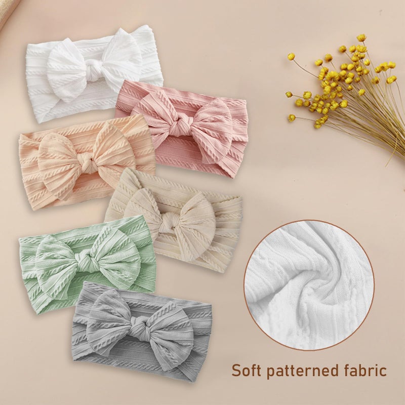 Fecawd 6PCS Baby Headbands, Girls Headbands with Bows, Soft Stretchy Nylon Hair Bands Hair Accessories for Newborn Infant Toddler - Image 5