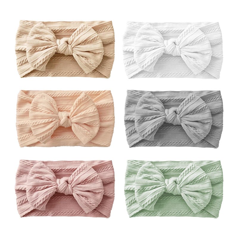 Fecawd 6PCS Baby Headbands, Girls Headbands with Bows, Soft Stretchy Nylon Hair Bands Hair Accessories for Newborn Infant Toddler - Image 1