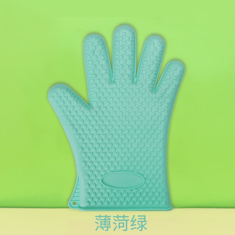 Silicone Oven Gloves Heat Resistant Baking Mitts Mint green [one] Mint green [one]