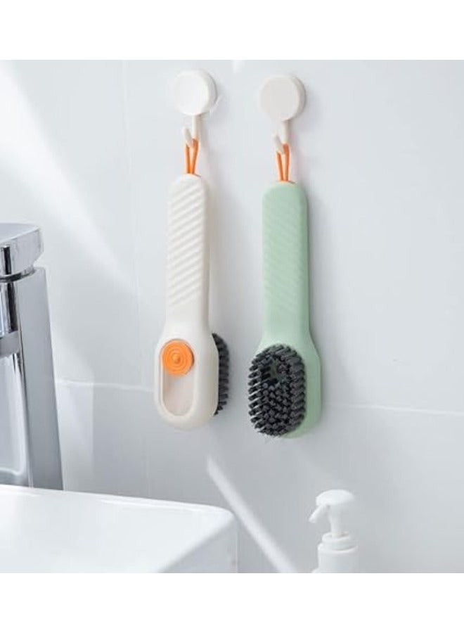 Shoe Cleaning Brushes, Multi-Functional Shoe Brush Add Liquid Function, Long Handle Brushes with Soft Bristles and Automatic Fill, Clothes Cleaning Tools (Color-White)  - Image 2